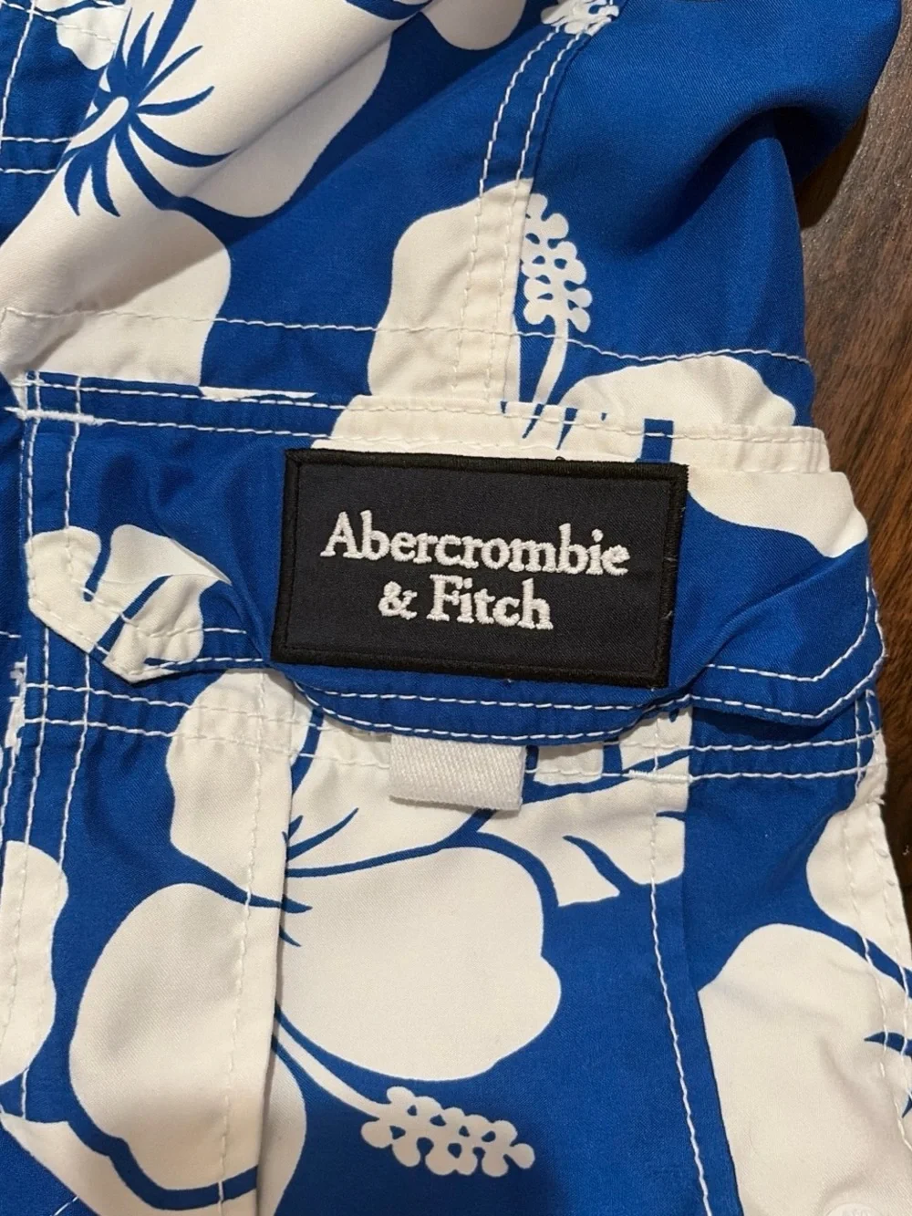 Abercrombie & Fitch Royal Blue and White Floral Swim Shorts